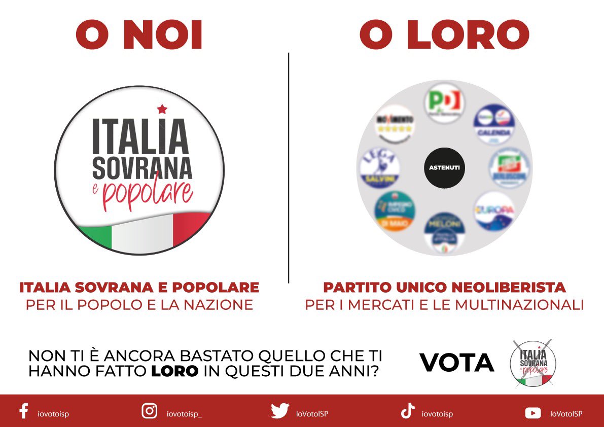 p_pace1962's tweet photo. Da che parte stai?
#ItaliaSovranaePopolare https://t.co/PyycAqZelA