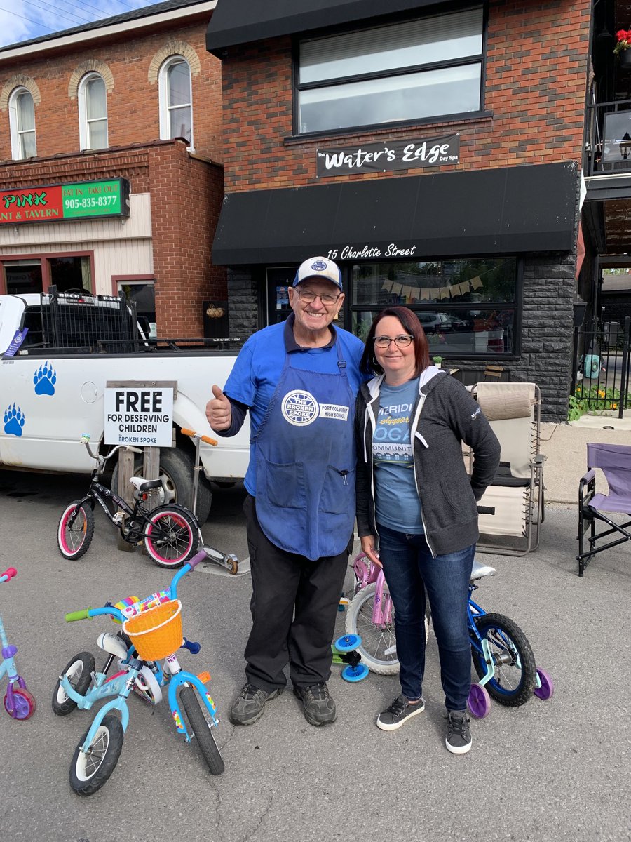 Look who I found! Meet Aubrey from the Broken Spoke.  He has some refurbished bikes to give out today. Make sure you drop by to hear and see the great work the Broken Spoke provides for the Port Colborne community and beyond. ⁦<a href="/MeridianCU/">Meridian CU</a>⁩ ⁦⁩ ⁦<a href="/DowntownPortCo/">DowntownPortColborne</a>⁩