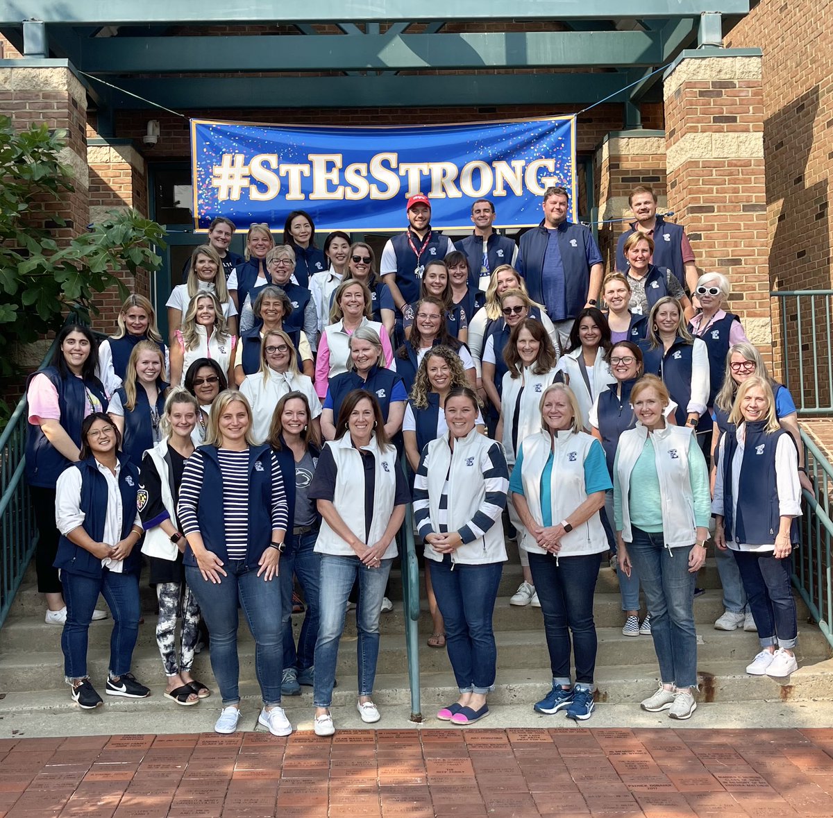StEsRockville's tweet photo. We are inVESTed in the St. Elizabeth School community! Thank you, Mrs. Penny, for the St. E’s vests so we can show our school spirit!💙🤍

#StEsStrong
#StEsCommUNITY https://t.co/i0vVpBorbI