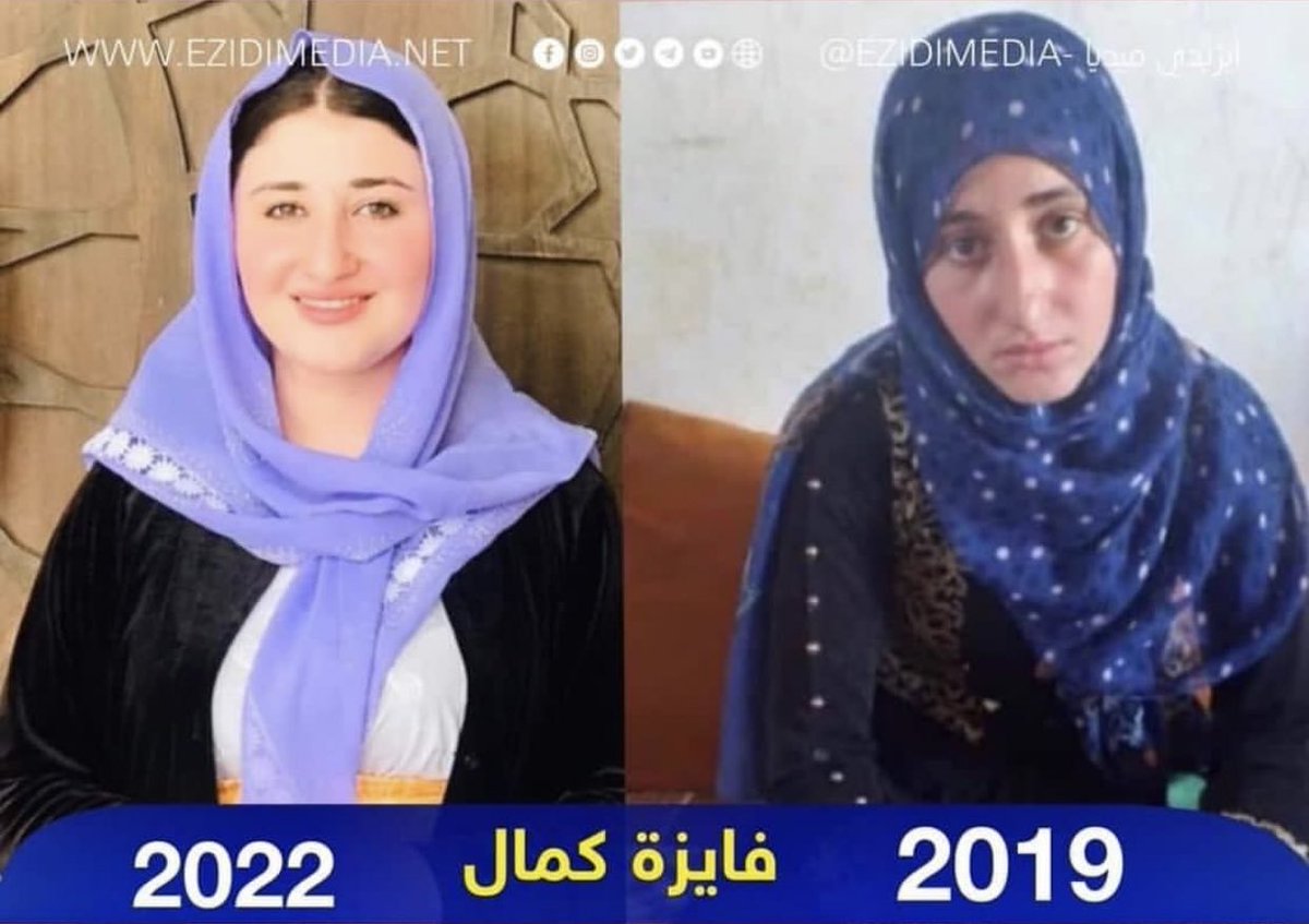 She was raped, tortured, forced marriage and convert to Islam. Faiza Kamal celebrates today the 3rd anniversary of her liberation from the  Hell of IS. She spent 5 years there where she ruined all her dreams, ambitions and hopes.
#YazidiGenocide #FreeFromHijab #MahsaAmini #BanPFI
