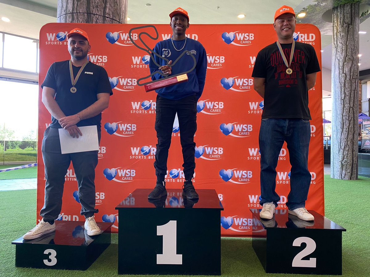 WorldSportsBet's tweet photo. Congratulations to Nathi Msimanaga who claimed the chequered flag 🏁 in the #F1SimulatorChallenge today at Centurion Mall #F1  🏎 https://t.co/QlDsjdIpCs