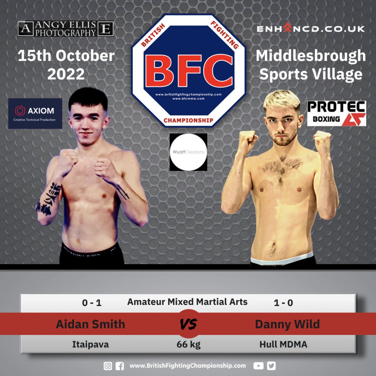 BritishFighting's tweet photo. Aidan Smith 0-1 vs Danny Wild 1-0
Itaipava, Walbottle vs Hull MDMA
2 good guys from 2 good gyms. Aidan is after redemption. Danny want's to carry on winning.
3x3 mins Amateur MMA 66kg Featherweight
#bfc3 #MMA #ukmma #hullmma #itaipava #newcastlefightcentre https://t.co/2Qq9qUJiOL