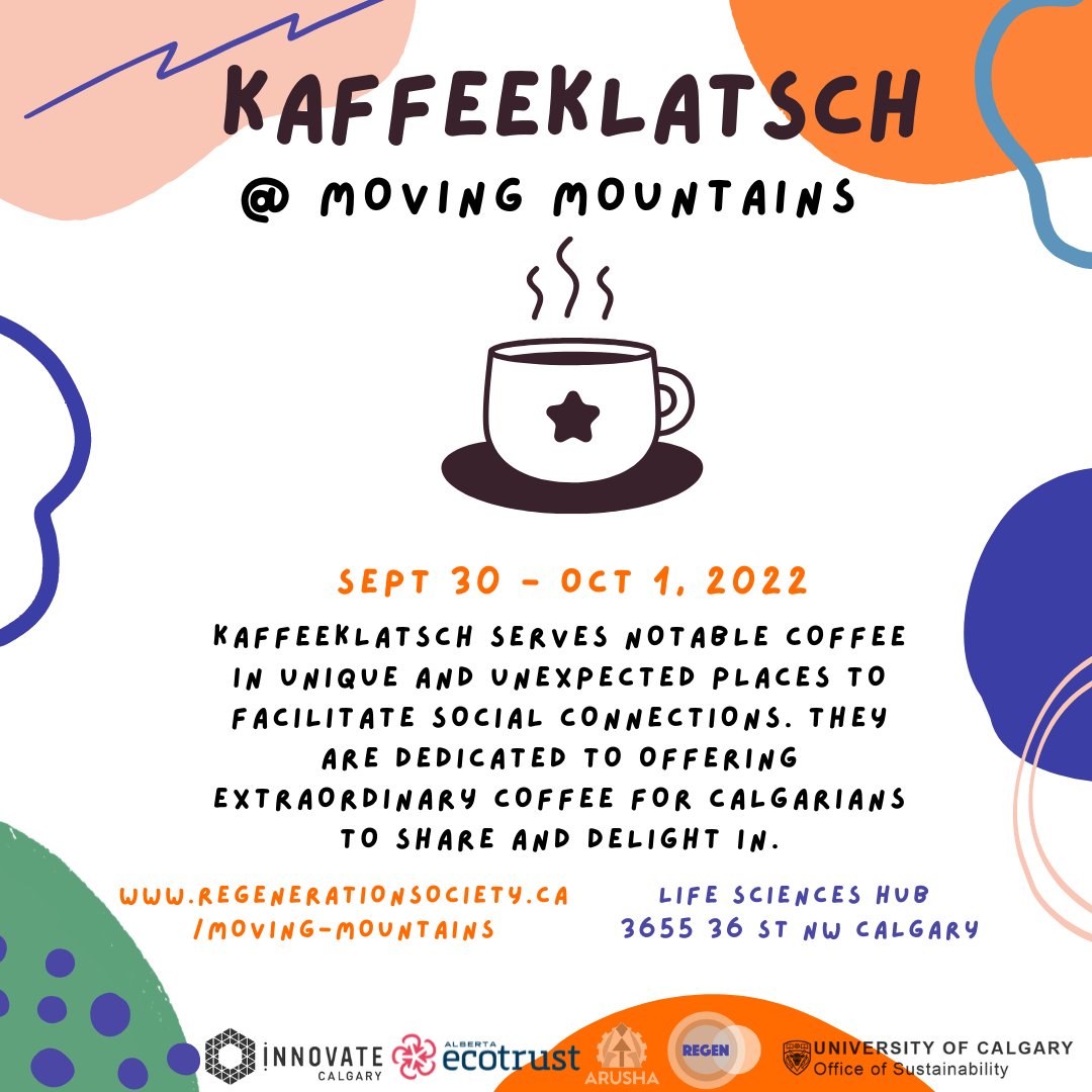 Unlike the conventional cafe—which often serves no more purpose than a glorified vending machine—Kaffeeklatsch encourages each coffee to become an invitation to chat.

@kaffeeyyc
Visit them at Moving Mountains! 

Register Here: 
regenerationsociety.ca