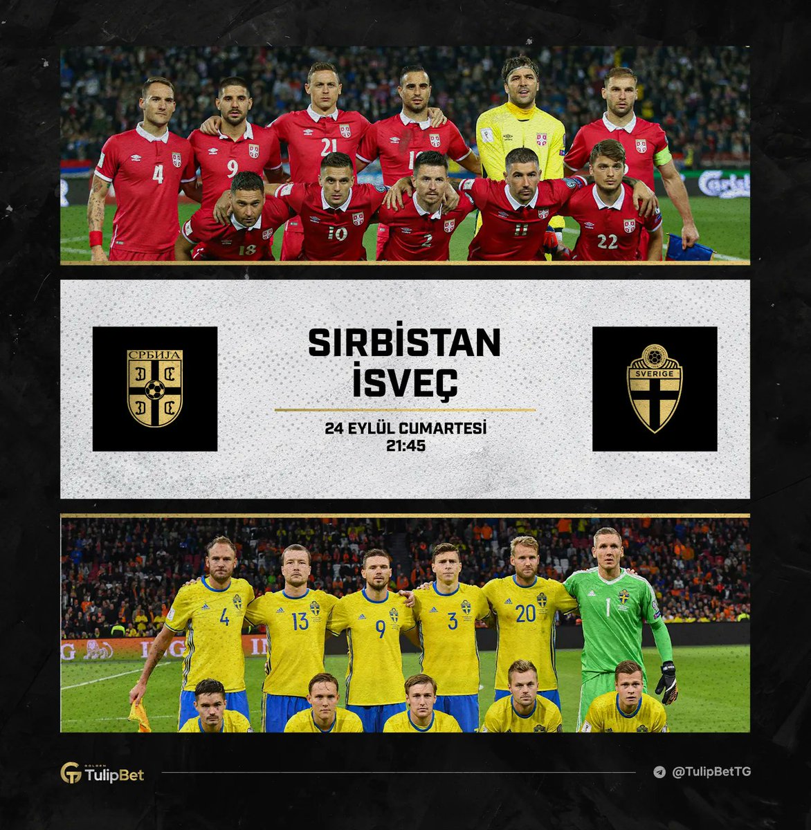 🏆 #UluslarLigi

⚽️ 21:45 | Sırbistan - İsveç

⚠️ Uluslar Ligi'nin 5. haftasında Sırbistan İsveç'i kendi evinde ağırlıyor.

🌷 Lale Devri TulipBet'te: bit.ly/38GMiQ7