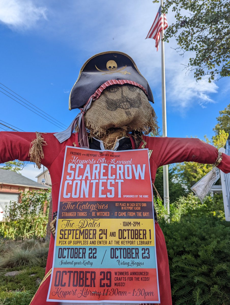 FriendsofKPL's tweet image. Come on down to the Keyport Public Library! Scarecrow Contest Registration is open!
10AM -2PM
109 Broad St, Keyport, NJ
$25 Registration

#nj #fall #spooky #spookyseason #scarecrow #scarecrowcontest #keyport #keyportn #keyportpubliclibrary #friendsofthelibrary #friendsoftheKPL