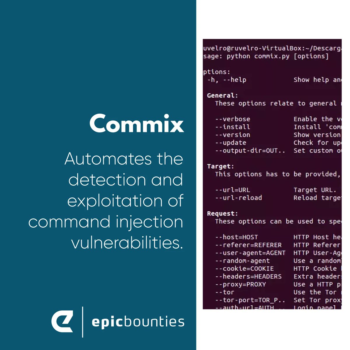 Commix is verything you need to perform effective command injection attacks against multiple operating systems and applications 🔎📋, written in phyton, easy to use and compatible with multiple penetration testing tools and freamworks. Read more here: buff.ly/3FgJ1Cq