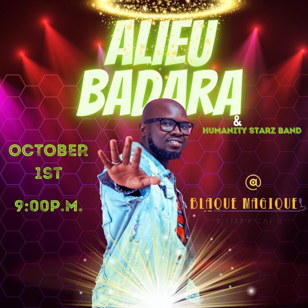 bmbistrocafe's tweet photo. It’s going down again‼️
One of our favorites @iamalieubadara and @humanitystarz band grace the @bmbistrocafe with another extraordinary showcase October 1st at 9:00pm 

If you missed the last one, do not miss this one too…
.
.
#restaurant #cafe #event #bistro #food #drinks https://t.co/tRvwHV9z3m