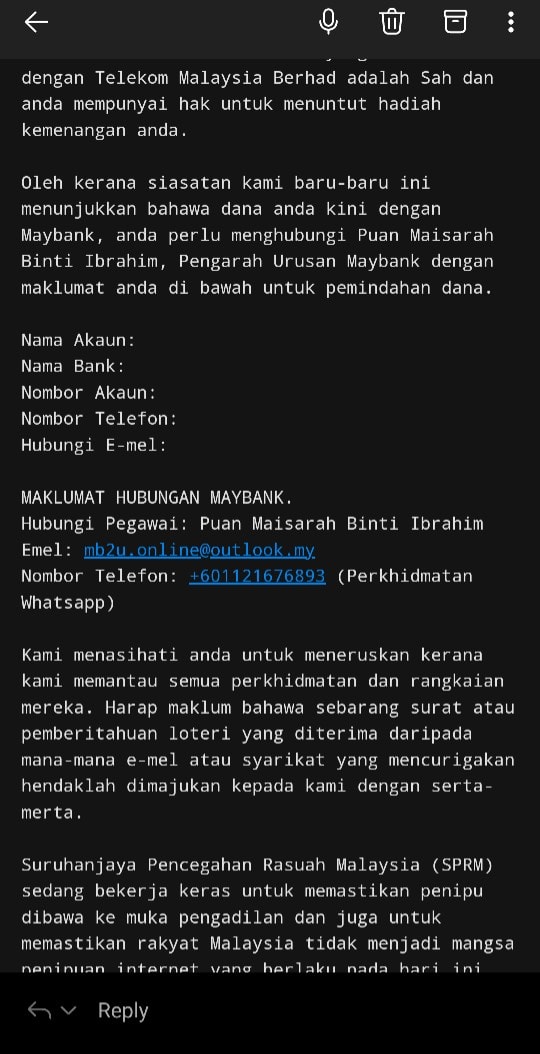 RajaMohdShahrim's tweet photo. SKMM tak hantar msg mcm ni.. yg hantar scammer..
😆😆 https://t.co/rEkOtvtGmA