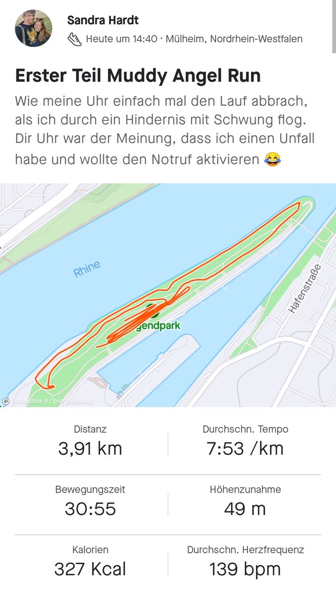 Lollipop2701's tweet photo. Aufzeichnung abgebrochen, da die Uhr meinte, ich habe einen Unfall und den Notruf rufen wollte 😂❤️
#MuddyAngelRun https://t.co/Gh6qG7iGlN
