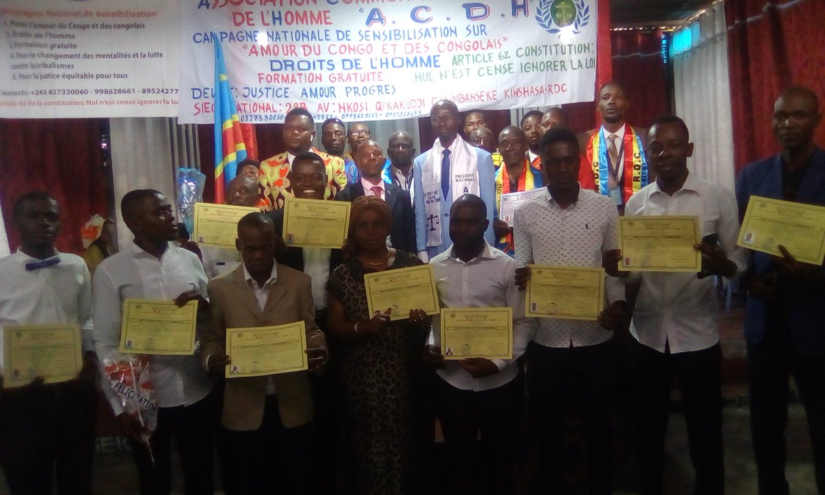 KabaseleMbombo's tweet photo. La collation et prestation de serment des Défenseurs des droits humains de l, association communautaire des Droits de l'homme en sigle ACDH, 17 ème promotion et nous demandons le soutien aux gens de bonne volonté et amour de nous aider avec finalement pour l'avancement de l, ONG https://t.co/J2odJG9jQg