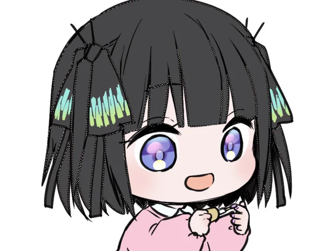 これは色塗りしてた時にリボンと同じ色で髪の毛塗っちゃった黒髪二乃  
