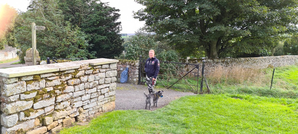 PatterjackThe's tweet photo. Mam and me at Bowes Castle. Castles are boring. A labrador called Diego tried to pinch my ball. He wasn't successful https://t.co/xePcWmGPne