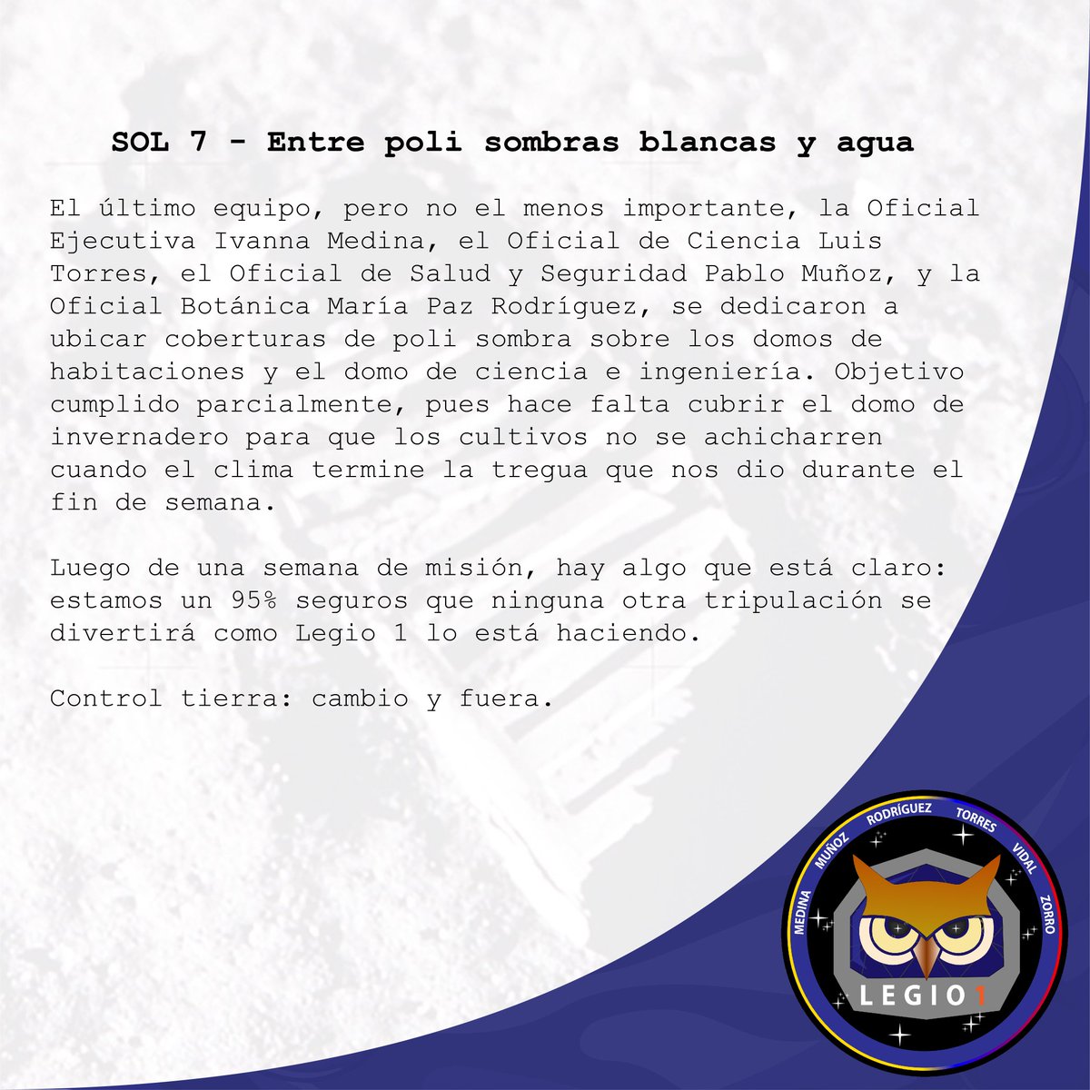 MisionLegi01's tweet image. Poco a poco el hábitat se va ajustando a las necesidades básicas de mas tripulaciones: con el #Sol7 llegó el agua a HAdEES-C.
Lo bueno del trabajo coordinado y en equipo 💪🏼

@acdacol @acma_mde @acpccolombia @Col_ad_Astra @Mapaz_Rodriguez @GIDAUN @UNALOficial