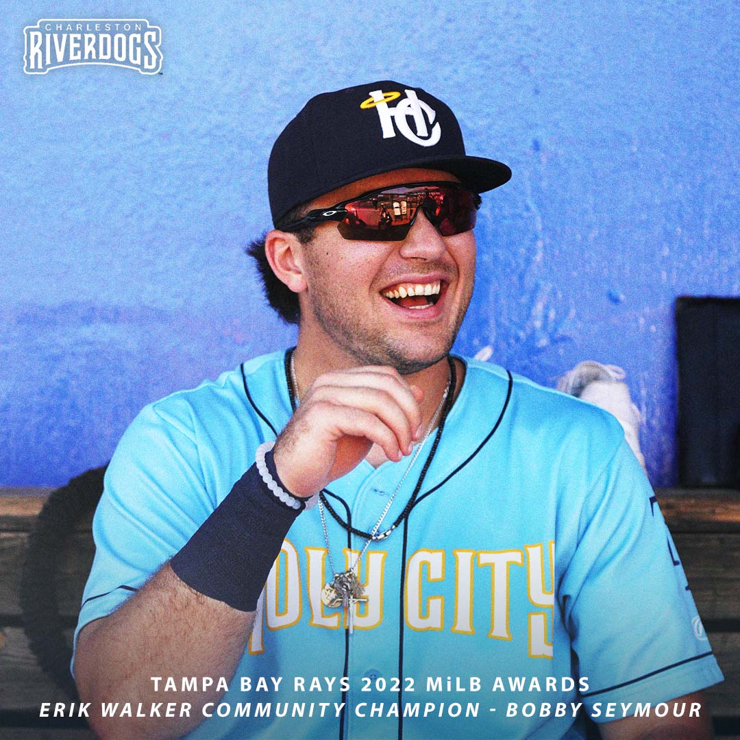 ChasRiverDogs's tweet photo. Congratulations to Bobby Seymour for receiving the Erik Walker Community Champions Award in the 2022 Tampa Bay Rays MiLB Awards!

The award annually recognizes a Rays minor leaguer who exemplifies teamwork, sportsmanship and community involvement. https://t.co/Qc9oHayYYY