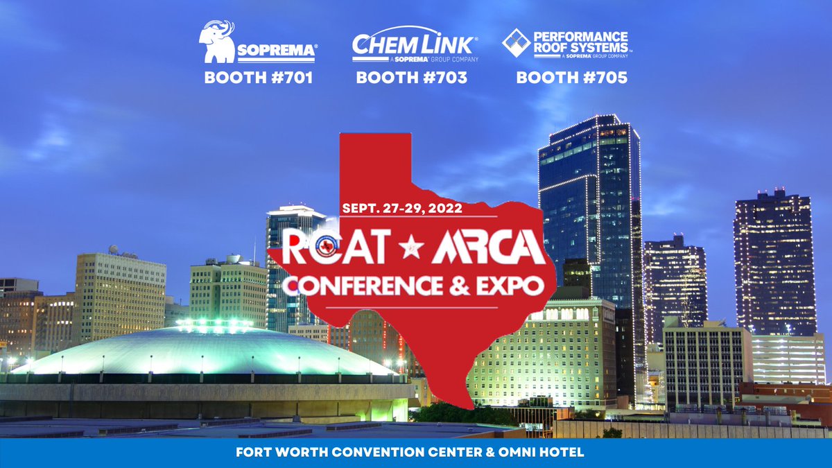 Chem_Link's tweet photo. Don’t miss the 47th Annual Texas Roofing Conference, Sept. 27 – 29, 2022, at the Fort Worth Convention Center and Omni Hotel. Stop by @Chem_Link Booth #703 during the the largest event in Texas for #roofing professionals and industry leaders. https://t.co/Ul9z04hZl5  #Chemlink https://t.co/MOjWbxTNnU