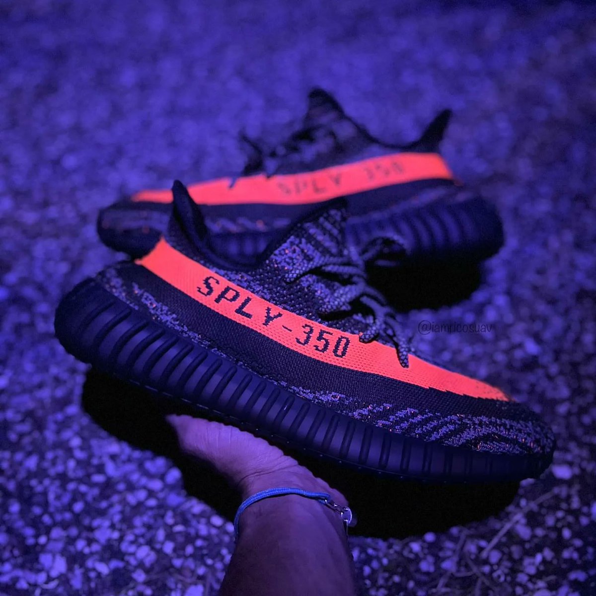 yeezy black red purple