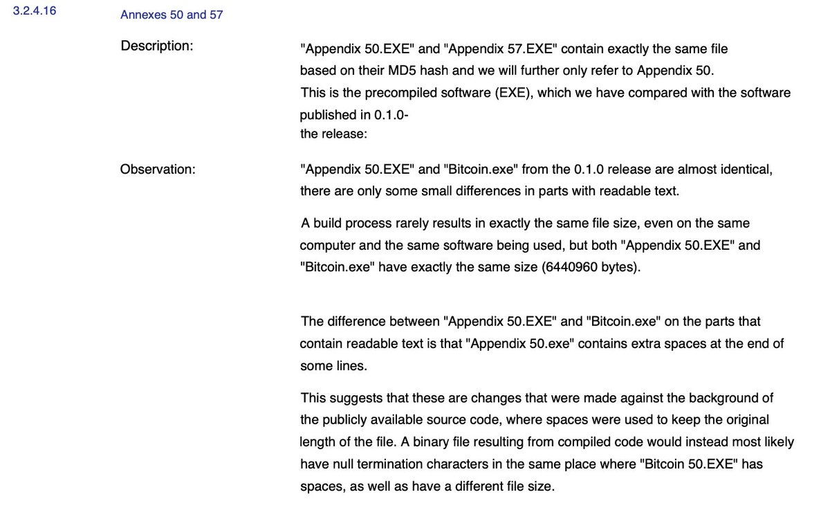A thread summarising KPMG report of Faketoshi's 0.0.8 Bitcoin .exe and source code files disclosed at <a href="/hodlonaut/">hodlonaut #BIP-110</a>'s trial in Oslo.
CSW submitted two identical .exe files that were binary edited versions of Bitcoin.exe 0.1.0 claiming them to be earlier version Bitcoin.exe v. 0.0.8