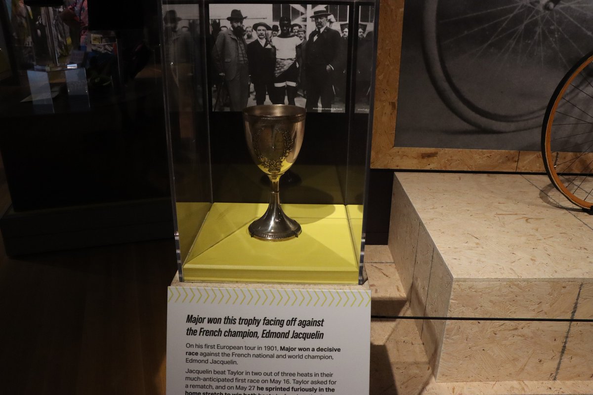whirlwind1899's tweet photo. ''There are many ways into history.''
Helen Carr
Pictured one of Major Taylor's trophies won against french racer Edmond Jacquelin.
Collection of Indiana State Museum
Picture credit : Cyrille Vincent
To see more archives visit : https://t.co/Xx3RMeVioF https://t.co/eXxmQqtzfI