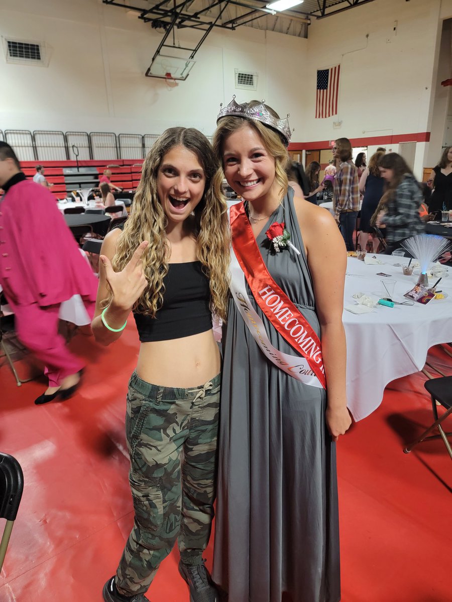 HCBroncoXCTF's tweet photo. Big congratulations to HC XC/T&amp;F runner Landry Hinkson for being named homecoming royalty #Queen 👑 Landry being supported as always by fellow runner Veronica Pinkerton. https://t.co/EeC6U9zKPl