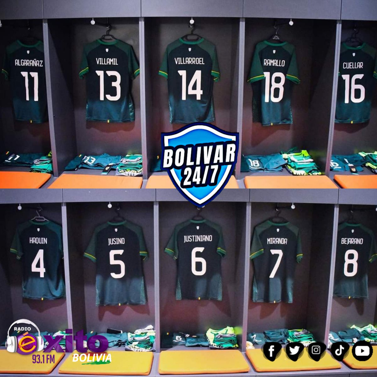 bolivar247's tweet photo. #BolivarEsBolivia🇧🇴
#PartidoInternacional
#Francia🇨🇵
❤️💛💚 VESTUARIO LISTO PARA EL PARTIDO ANTE SENEGAL🇧🇴⚽💪
⏰13:00 (HB)
📺Bolivision
#Bolívar247Radio
#RadioExito
#LaVerde
#UnidosSomosMásGrandes https://t.co/FKt30Pdlou