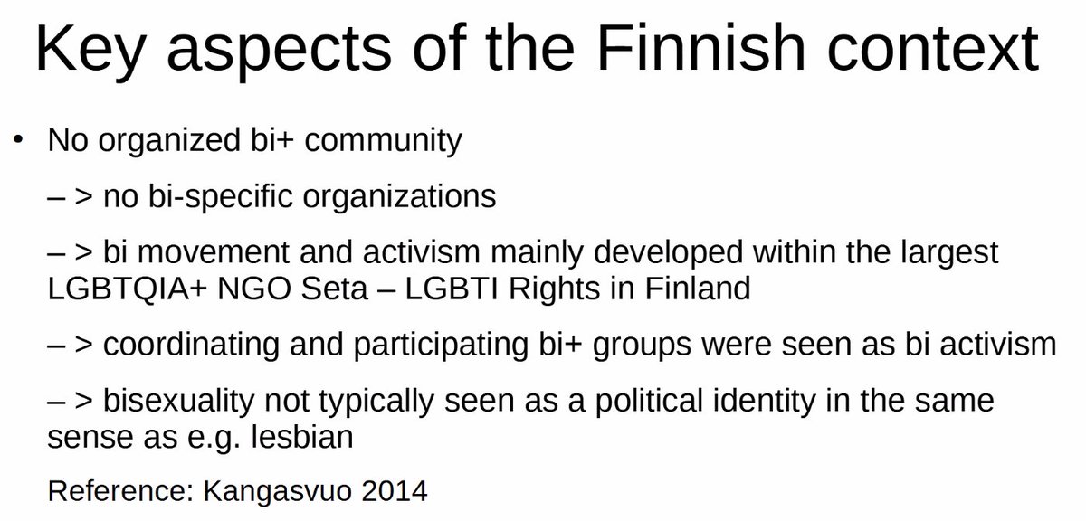 DerekSollberger's tweet photo. the frontier of making bi+ communities in Finland, as heard through Minna Kaukkanen #IBRC22 https://t.co/MdcG99bxsc
