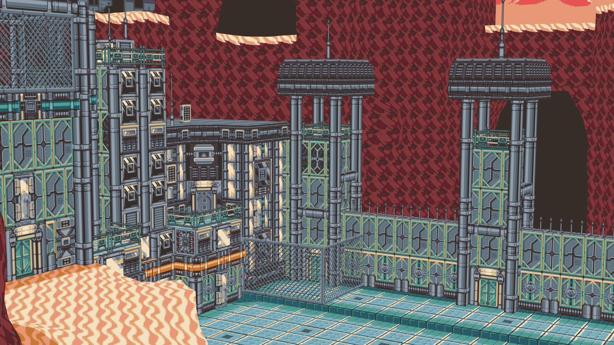FoxenFoxen's tweet image. Little area I put together in ~35 hrs for Crocojam #6 a couple weeks ago!

Used #PixelBasher to make textures, imported them into #Aseprite to touch up/recolor, and then used them to model this in blender using the #Sprytile add-on
#3dmodeling #pixelartist #lowpoly