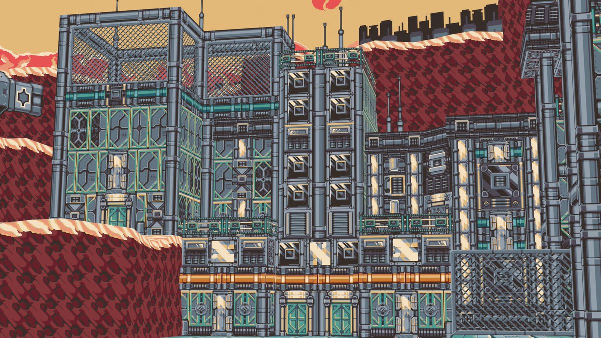 FoxenFoxen's tweet image. Little area I put together in ~35 hrs for Crocojam #6 a couple weeks ago!

Used #PixelBasher to make textures, imported them into #Aseprite to touch up/recolor, and then used them to model this in blender using the #Sprytile add-on
#3dmodeling #pixelartist #lowpoly