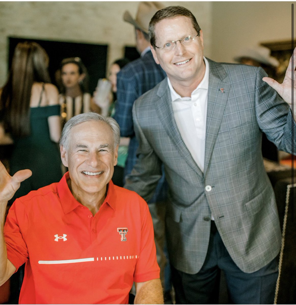 kirbyhocutt's tweet photo. Red Raider Nation, it is great to have @GregAbbott_TX show his support for @TechAthletics.  Let’s have a great day! #WreckEm https://t.co/UWcNNm2O93