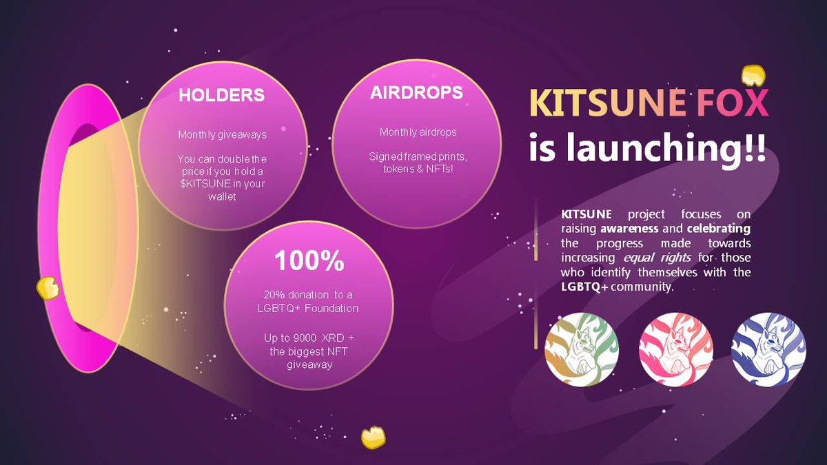 🚀HERE WE GO! 🚀 🦊GET YOUR KITSUNE! 🦊 👇 kitsune-nft.com ...& you're still in time to join the giveaway! Up to 3200 $XRD! If you hold a KITSUNE #nft in your wallet you can double the PRIZE! Ending 28.09.2022 (h 23.59 - Radix explorer time)