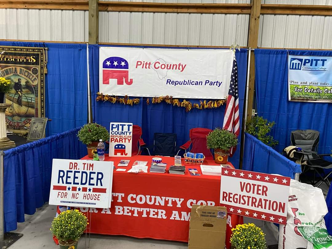 The Pitt County Republican Party had a booth at the Pitt County fair this week. Our candidates met so many people and got to talk about the important issues facing our county and state.

Thank you to everyone who stopped by to say hello!
#pittcounty #NCGOP #ENC #ECU
