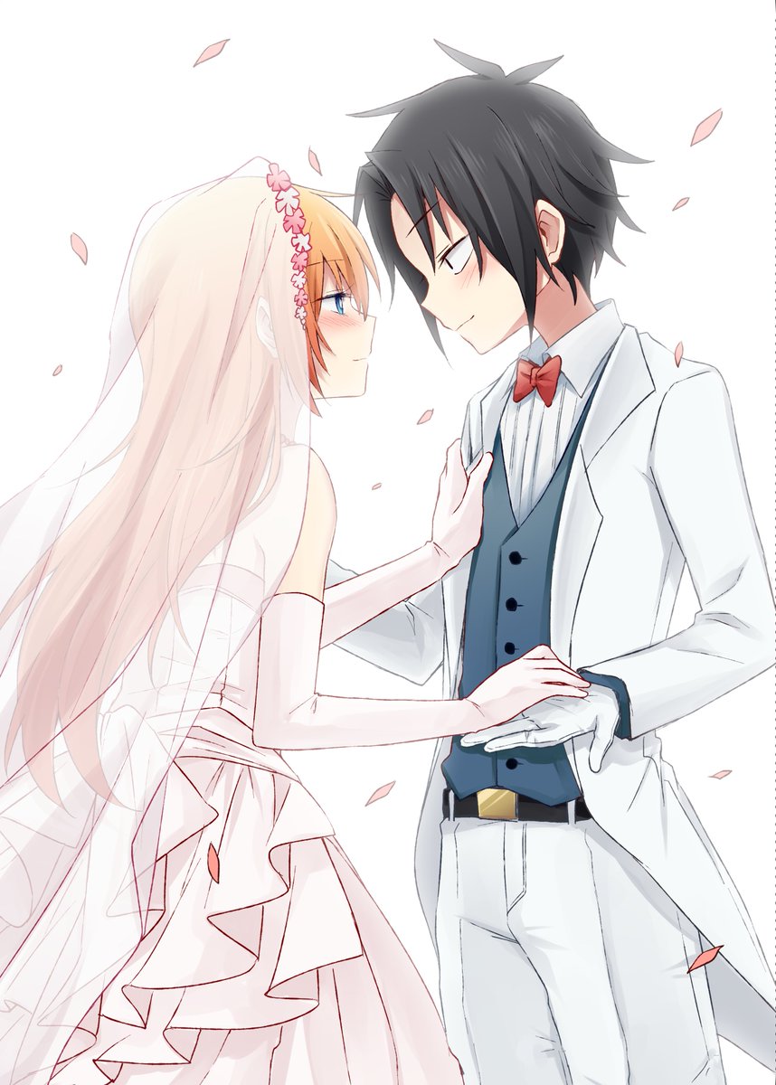 「こちらの結婚祝い記念本に寄稿した、ののきちの創作キャラクターのブラックくんとカナ」|スだちのイラスト