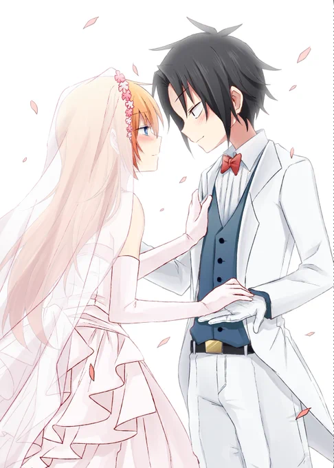 こちらの結婚祝い記念本に寄稿した、ののきちの創作キャラクターのブラックくんとカナちゃんのイラストです。ブラカナちゃんよ永遠に… 