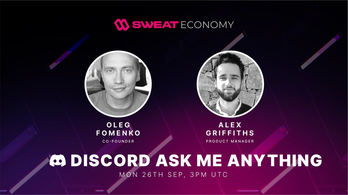 SweatEconomy's tweet photo. 📢 AMA about Sweat Wallet with co-founder @oleg_fem and product manager Alex Griffiths.

🗓Monday 26th September, 3pm UTC

📍Location: https://t.co/p2bIueJVTH

Tune in to learn all about the Sweat Wallet — fixes, new features, and more!💧 https://t.co/vUVjRn3Ngo