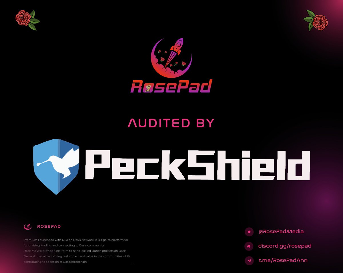 Tataa697's tweet photo. To ensure the safety of users, the audit of the @RoseHubMedia platform has been completed by @peckshield ๐น
Find the full report here๐
https://t.co/VGDn6n7iWvโฆ
They are now polishing UI and preparing for launch!๐
#RosePad #OasisNetwork $ROSE #DeFi https://t.co/7jGbf6wOiy