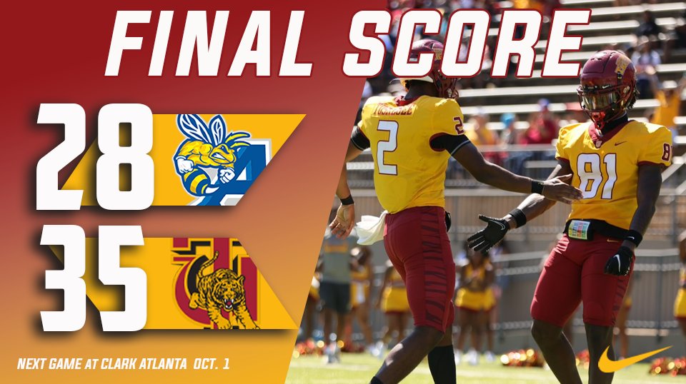 SkegeeFootball's tweet photo. Golden Tigers win a high-scoring game against the Yellow Jackets‼️

#TheStandard #TuskegeeFB https://t.co/GjIUp8PMYj