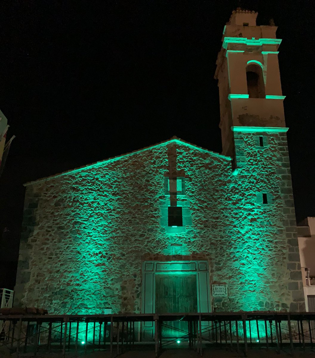 AEPMI's tweet photo. Quart de les Valls (Valencia) se ilumina de verde por las enfermedades mitocondriales #lightupformito #wordmitoweek #wordmitodiseasesweek https://t.co/724gQsSA3Z