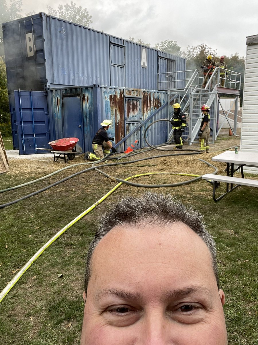I attended live fire training today for this year’s new recruits.  This is a very impressive total simulation of a structure fire and rescue.  These firefighters were at it all day. 
Thanks for #doingyourpart <a href="/ZorraFire/">Zorra Fire & Emergency Services</a>