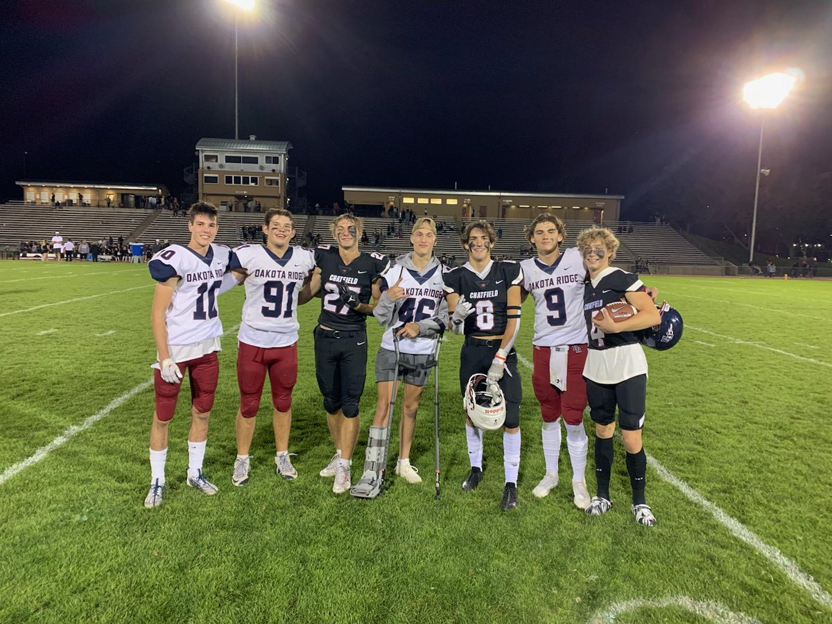 CoachDauleh's tweet photo. Fun night at the Varsity game watching some old Broncos ball out. @drew_rohlman @PalladinoBlake @ConnorSwanson19 @ethanfinne1.

Freshman game didn't go great, good DR team. Next week A-West! https://t.co/JgG5ywyWKP