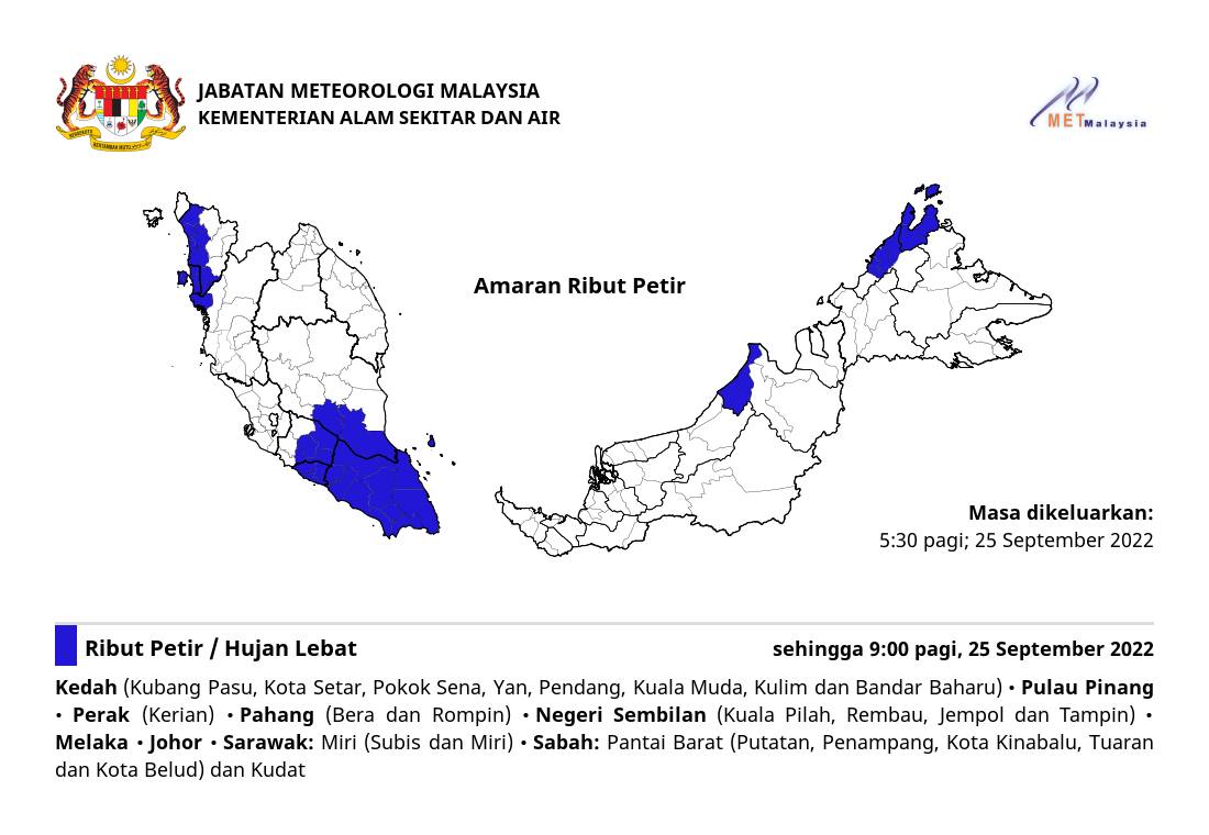 AMARAN RIBUT PETIR. ⛈⛈⛈
Dikeluarkan pada: 5:30 pagi, 25 September 2022

#ributpetirmetmalaysia
#MenangBersama
#LindungDiriLindungSemua
#metmalaysia