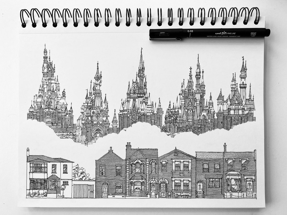 [ Shangri- la ] #freehand #sketch #drawing #art #abstractart #illustrator #architectural #londonsketchbook #urbansketching #lineart #fantasyart