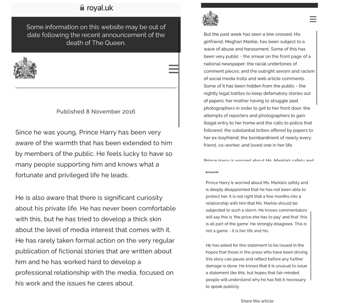 DuchessJRM's tweet photo. @sharlen11276366 @InvictusbyPepp @theroyaleditor Harry shouldn’t stop anything, no one in the RF did a thing to stop 5 yrs abuse against Meghan. 
8 days after their relationship came out, HE had to send a statement out against media racism.
Why do they want Harry silenced, why is KC using his 1&amp;3 year old Grandkids birth right https://t.co/35vbCES7cd