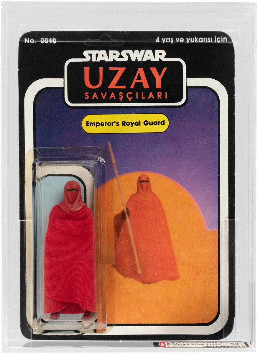 SOLD FOR $14,344! #StarWarsFans, did you see what this #AFA 60 #Uzay #EmperorsRoyalGuard from #Turkey sold for at @HakesAuctions? Contact us to sell your @starwars #actionfigures! 🇹🇷🇹🇷🇹🇷
#StarWars #ReturnOfTheJedi #StarWarsCollectors #OverstreetPriceGuideToStarWarsCollectibles