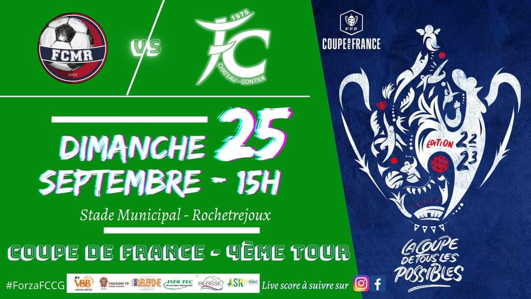 FCCG1975's tweet photo. 📣🇫🇷 [ COUPE DE FRANCE ] 🇫🇷📣

4ème tour: Déplacement au @fcmr_officiel (D1 85)

@LigueFootLFPL
@coupedefrance

⚽️💚
#ForzaFCCG https://t.co/YghSLVhxjF
