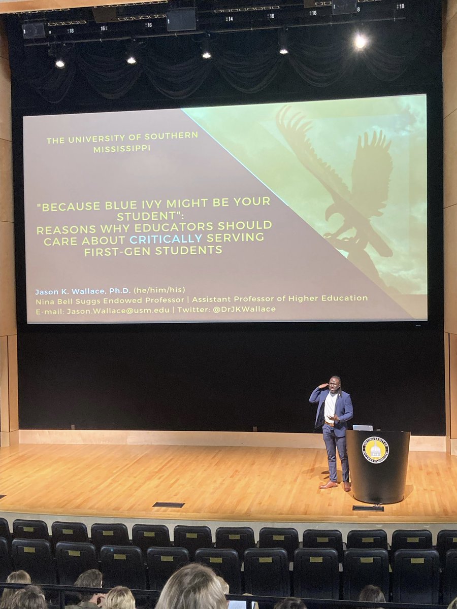 DrJKWallace's tweet image. Yesterday I had the honor of serving as the closing keynote for the 2022 Educators’ Retreat, a thoughtful partnership between @southernmissDSA and academic affairs.

I’m so grateful to be at a place that values my research and, more importantly, me. #SMTTT #FirstGenDocs