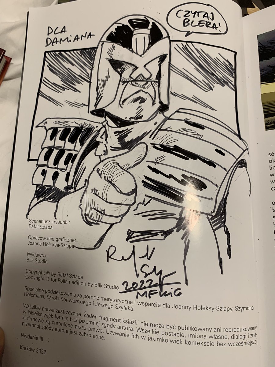 damianlubanski's tweet photo. Got this cool Dredd from @szlapa_rafal  today at @mfkig @2000AD people, he is open for new challenges, check out his series #Bler. https://t.co/sxbTHj1n9M