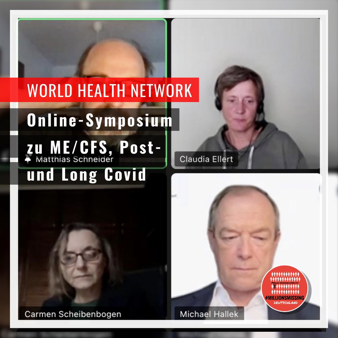 📺 Hervorragendes Online-Symposium!

<a href="/TheWHN/">World Health Network</a> veranstaltete heute um 17 Uhr ein Online-Symposium zu den Themen: #MECFS, #PostCovid, #LongCOVID 

ReferentInnen
Prof. Dr. <a href="/C_Scheibenbogen/">Carmen Scheibenbogen</a>
Dr. <a href="/claudia_ellert/">Claudia Ellert</a> 
Prof. Dr. <a href="/HallekMichael/">Michael Hallek</a>

👉🏻 youtu.be/KBVWulYN69I

@BMBF_Bund <a href="/BMG_Bund/">Bundesgesundheitsministerium</a>