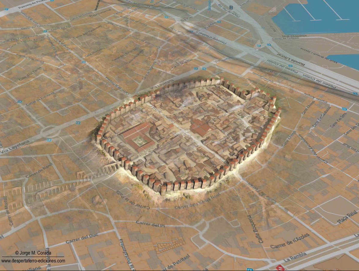 BoigBCN's tweet photo. La Barcino romana del 985 AC en el mapa de Barcelona 2022. 
Barcino es pronuncia "Bàrkino", no "Barsino". https://t.co/zeLqX4MwKm