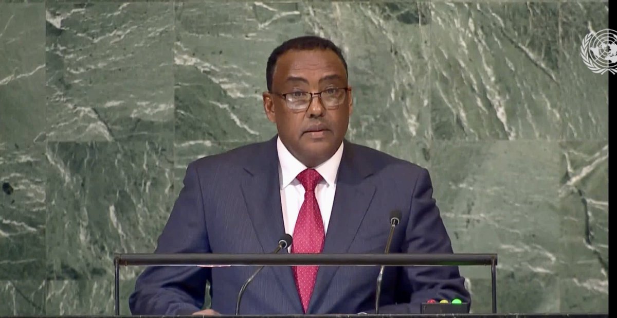 TayeAtske's tweet photo. #UNGA77 Africa is not responsible for the historic emissions that caused the climate crisis.Yet,we are the ones making the most tangible contribution to mitigate the impact of climate change @DemekeHasen, Deputy Prime Minister&amp;Foreign Minister of Ethiopia @mfaethiopia https://t.co/rjSe3Ih8z1