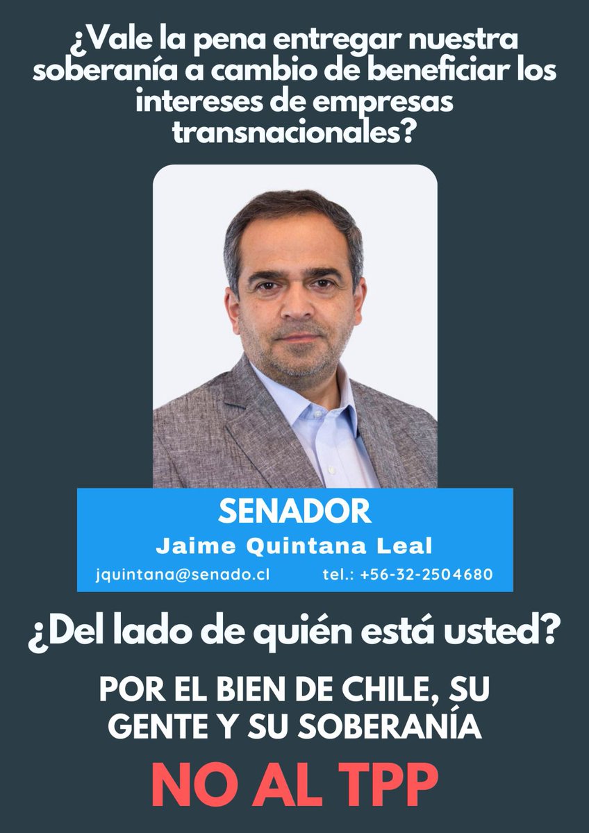 FitoSalinas7's tweet photo. Las trasnacionales quieren quedarse con todo y aprobando el #TPP11 destruirán lo que queda de nuestra producción nacional, por eso #NOalTPP #ChilesinTPP #ChaoTPP11 #NomasTPP11 https://t.co/0FQzU0LeOW