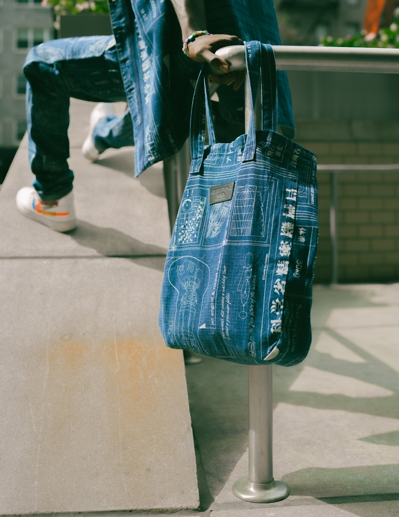 BAIT x Astro Boy Men Denim Baseball Jersey blue